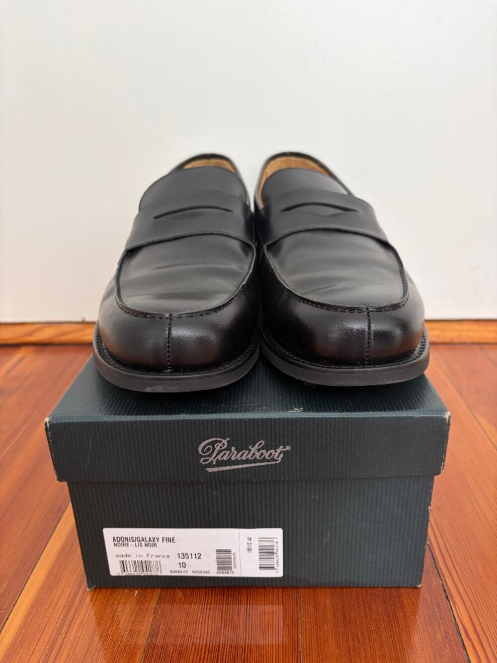 Paraboot Adonis loafers in black smooth leather US 11